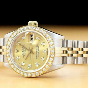 Rolex Ladies Datejust 79173 Champagne 18k Yellow Gold Diamond & Steel Watch