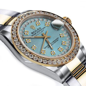 Rolex Ladies Rolex 31mm Datejust Two Tone Ice Blue String Diamond Dial+ Bezel