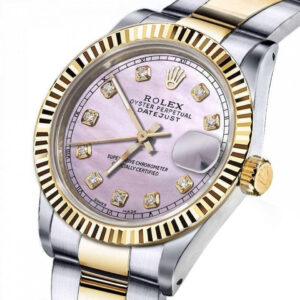 Rolex Ladies Rolex 26mm Datejust Two Tone Pink MOP Mother Of Pearl Dial with Diamond Accent+ Classic