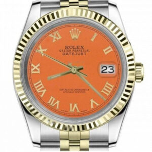 Rolex Ladies Vintage Rolex 26mm Datejust Two Tone Orange Color Roman Numeral Dial