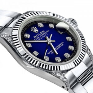 Rolex Blue Vignette RT 36mm Datejust 18K Bezel & Stainless Steel Diamond Lugs