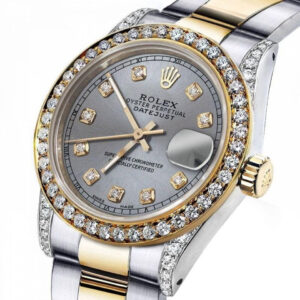 Rolex Ladies Rolex 31mm Datejust 2 Two Tone Grey Color Dial with Diamond Accent RT Bezel+ lugs