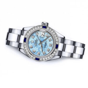 Rolex Men’s Rolex Blue Flower 36mm Datejust SS Diamond & Sapphire Bezel