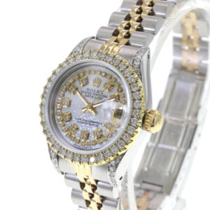 Rolex Lady-Datejust White MOP String Diamond Dial Lugs Diamond Bezel 26mm Watch