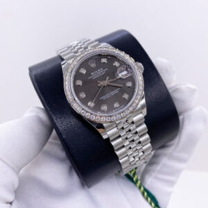 Rolex Datejust 31mm Slate Grey Diamond Dial with Diamond Bezel on Jubilee Band