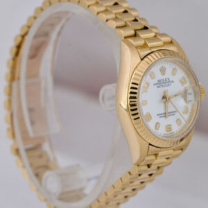 Rolex DateJust President 26mm White 18K Yellow Gold Automatic Watch B+P 69178