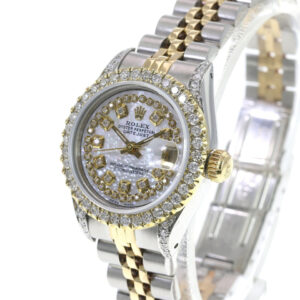 Rolex Lady-Datejust White MOP String Diamond Dial Lugs Diamond Bezel 26mm Watch