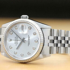 Rolex Mens Rolex Datejust 16234 Factory Diamond 18k White Gold & Stainless Steel Watch