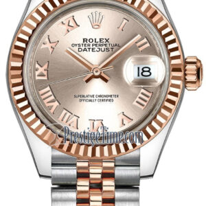 Rolex Lady Datejust 28mm Stainless Steel and Everose Gold 279171 Sundust Roman Jubilee