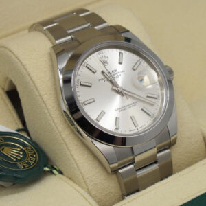 Rolex 126300 Datejust 41 Silver Stick Index Dial Stainless Steel Oyster Bracelet 2021