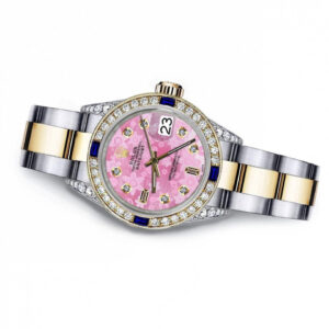 Rolex Pink Flower Baguette 31mm Datejust Tow Tone Diamond lugs + Sapphire