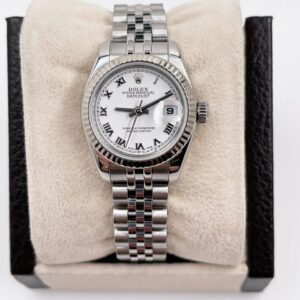 Rolex Ladies Datejust 179174 White Roman Dial Stainless Steel Box Papers 2011