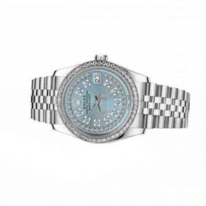 Rolex 36mm Datejust Ice Blue Two Row Diamond Dial & Diamond Bezel Deployment Jubilee Band