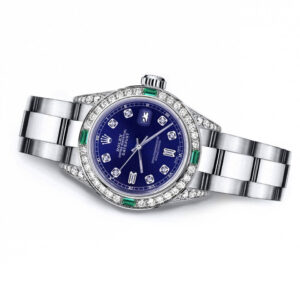 Rolex Blue Baguette 31mm Datejust SS Diamond lugs & Emerald