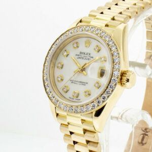 Rolex Lady-Datejust 26mm Yellow Gold White MOP Diamond Dial & Bezel 79178