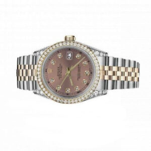 Rolex Ladies Rolex 26mm Datejust Two Tone Diamond Bezel & Lugs Salmon Color Dial with Accent RT