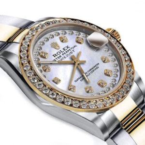 Rolex Ladies Rolex 31mm Datejust Two Tone White MOP String Diamond Dial+ Bezel