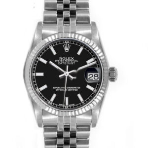 Rolex Women’s Datejust Midsize Stainless Steel Black Index Dial