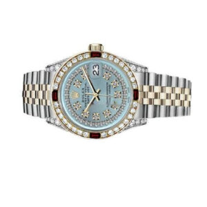 Rolex Women’s Rolex 31mm Datejust Two Tone Jubilee Ice Blue String Diamond Dial Bezel + Lugs + Rubies