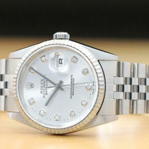 Rolex Mens Rolex Datejust 16234 Factory Diamond 18k White Gold & Stainless Steel Watch