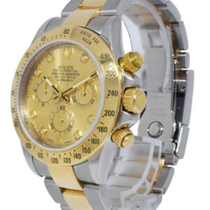 Rolex Daytona Chronograph 18k Yellow Gold/Steel Diamond Dial 40mm Watch M 116523