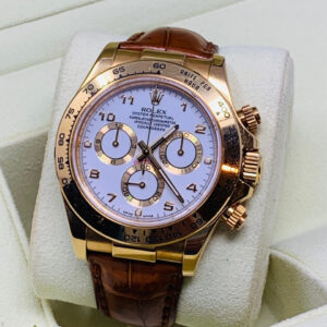 Rolex Cosmograph Daytona Engraved Bezel Yellow Gold White Dial Ref. 116518