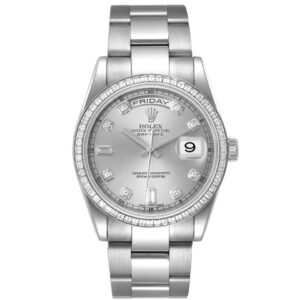 Rolex President Day-Date White Gold Diamond Dial Bezel Watch 118399