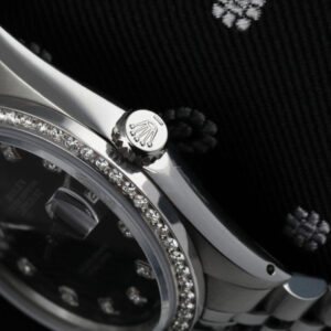 Rolex Oyster Perpetual 36mm Datejust Black Dial with Diamond Numbers & Bezel 16014 Watch