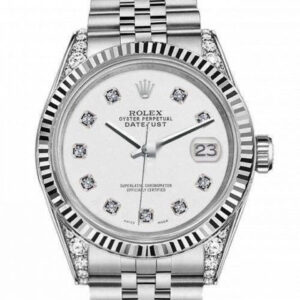 Rolex Oyster Perpetual Automatic Datejust 36mm White Dial with Diamond Numbers & Lugs