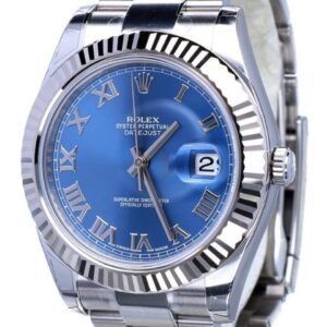 Rolex Oyster Datejust II Steel Azzurro Blue Roman Dial 41 mm // Full Set 2016