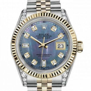 Rolex Women’s Rolex 31mm Datejust Two Tone Vintage Fluted Bezel With Lugs Tahitian MOP Mother of Pearl 8 + 2 Dial RT