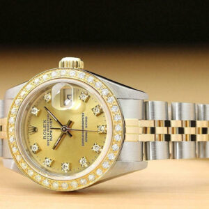 Rolex Ladies Datejust 69173 Factory Diamond Dial 18k Yellow Gold & Steel Watch